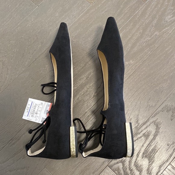 ZARA Basic Collection Black Flats Ankle Tie (US 9/EU 40) (NWT) - Picture 4 of 8